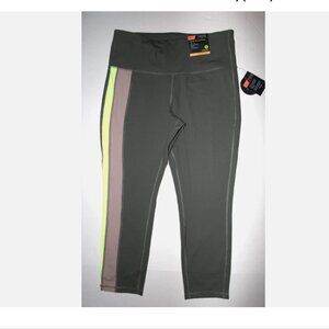 Xersion Gray Train Ankle Pants Large NWT Nylon Spandex High Compression Leggings